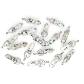 Jasprowy Lotos Wahadło Sześcioboczne Naturalny Kamień 41 x 13 mm, Ręcznie Wycinany, 1 szt