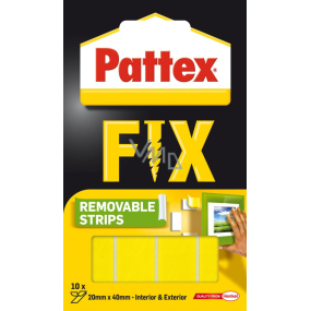 Pattex Fix oboustranné lepící proužky, 20×40 mm, nosnost až 2 kg, 10 ks Pattex Fix oboustranné lepící proužky, 20×40 mm, nosnost až 2 kg, 10 ks