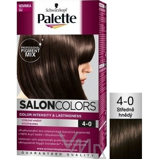 Schwarzkopf Palette Salon Colors barva na vlasy odstín 4-0 Středně hnědá