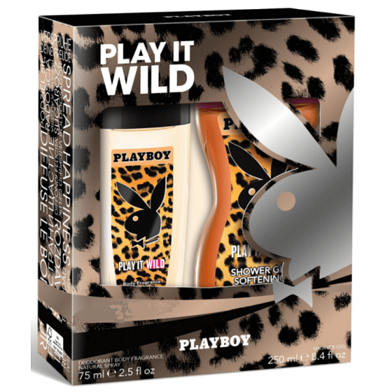 Playboy Play It Wild for Her parfémovaný deodorant sklo 75 ml + sprchový gel 250 ml, kosmetická sada