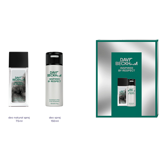 David Beckham Inspired by Respect parfémovaný deodorant sklo 75 ml + deodorant sprej 150 ml kosmetická sada pro muže