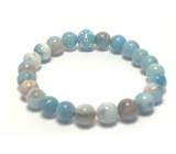 Bransoletka Larimar elastyczna naturalny kamień, kuleczka + niebieskie oko 8 mm / 16 - 17 cm, kamień Atlantydy