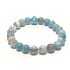 Bransoletka Larimar elastyczna naturalny kamień, kuleczka + niebieskie oko 8 mm / 16 - 17 cm, kamień Atlantydy