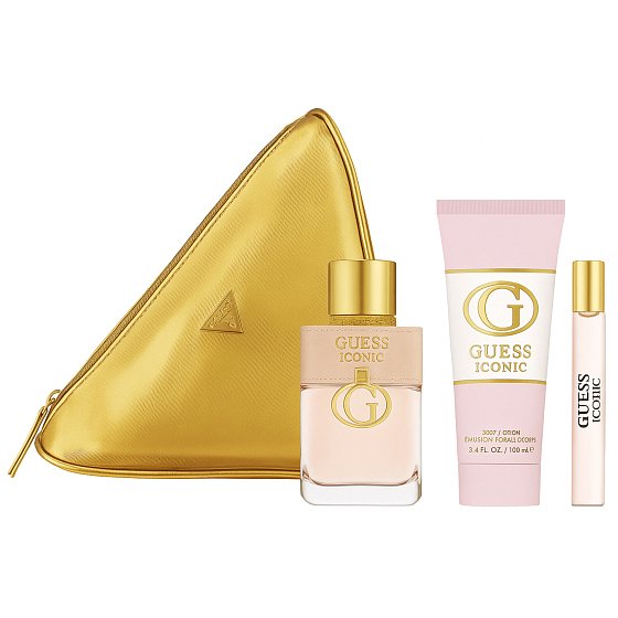 Guess Iconic parfémovaná voda 100 ml + cestovní parfémovaná voda 15 ml + tělové mléko 100 ml + kosmetická taška, dárková sada pro ženy