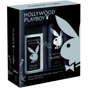 Playboy Hollywood parfémovaný deodorant sklo pro muže 75 ml + sprchový gel 200 ml, kosmetická sada Playboy Hollywood parfémovaný deodorant sklo pro muže 75 ml + sprchový gel 200 ml, kosmetická sada