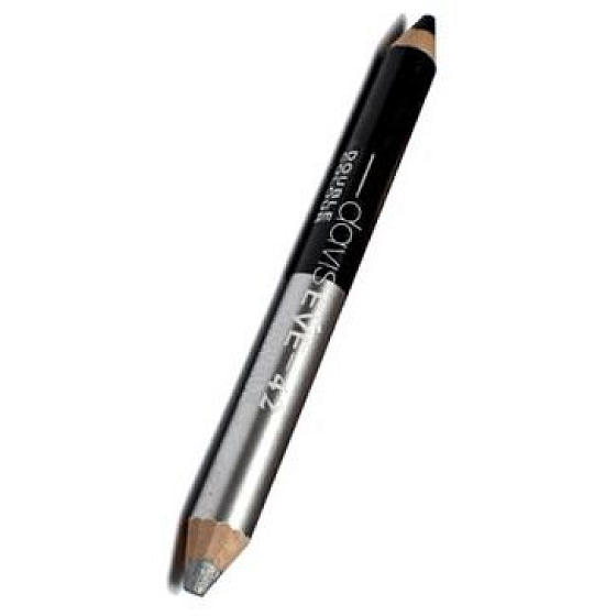 Princessa Davis Eye Double Colour oční stíny v tužce + ořezávátko 042 černá a stříbrná 6 g