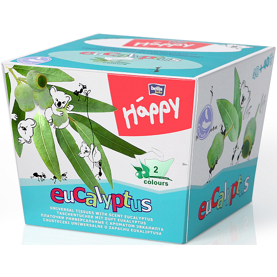 Bella Happy Baby Eucalyptus hygienické kapesníky 2 vrstvé 80 kusů