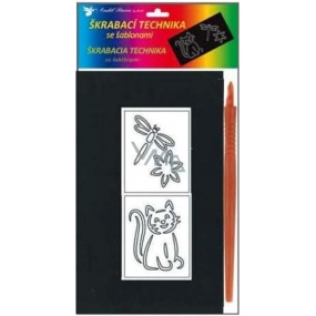Vyškrabávací obrázek se šablonami různé motivy 20,3 x 12,7 cm