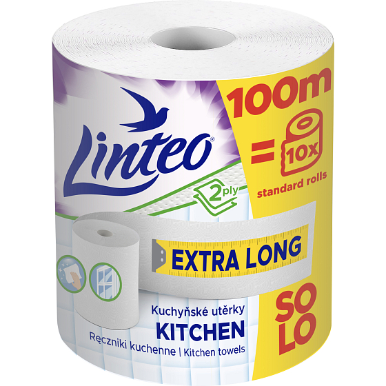 Linteo Mega 2vrstvé kuchyňské papírové utěrky, 100 m, 1 role