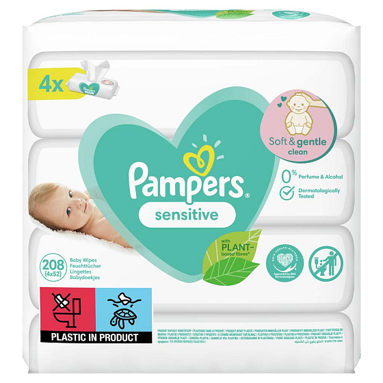 Pampers Sensitive vlhčené ubrousky pro děti 4 x 52 kusů