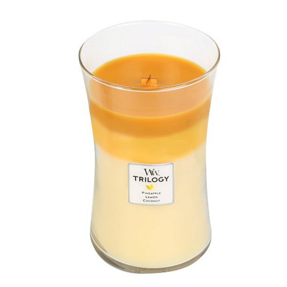 WoodWick Trilogy Fruits of Summer - Plody léta vonná svíčka s dřevěným knotem a víčkem sklo velká 609 g