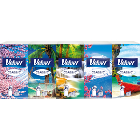 Velvet Classic 3-warstwowe chusteczki papierowe, 10× 10 szt.