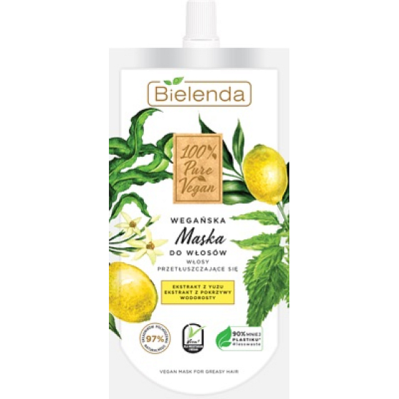 Bielenda 100% Pure Vegan Yuzu + Kopřiva maska na normální až mastné vlasy 125 ml