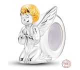 Charm Srebrny 925 Modlący się anioł, koralik na bransoletkę symbol
