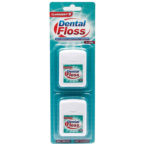 Claradent Dental Floss woskowana nić dentystyczna 2 x 50 m