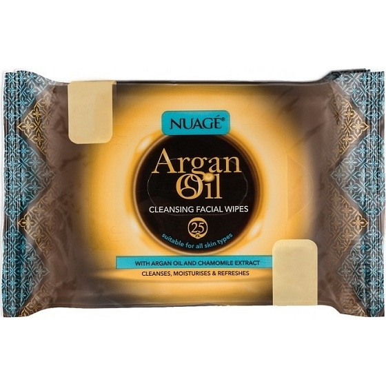 Nuagé Argan Oil vlhčené ubrousky na čištění pleti 2 x 25 kusů, duopack