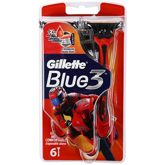 Gillette Blue 3 Special Edition golarka czerwone 3 ostrza dla mężczyzn 6 sztuk