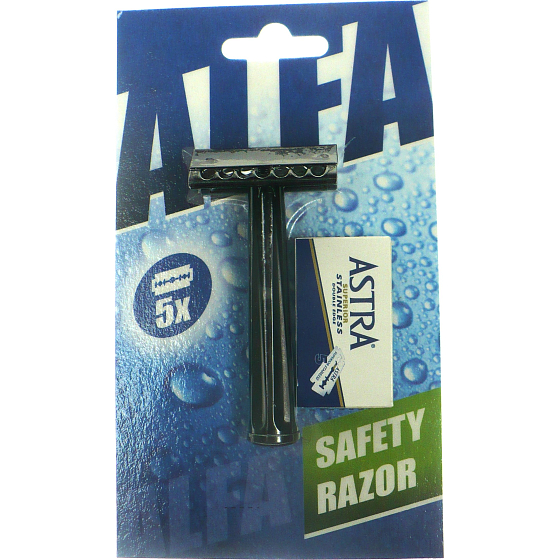 Alfa Klasický holicí oboustranný strojek + Astra žiletky 5 kusů