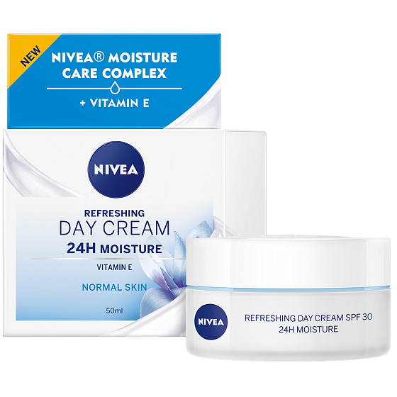 Nivea 24h Moisture zvláčňující osvěžující denní krém pro normální až smíšenou pleť 50 ml