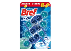 Bref Blue Aktiv Eucalyptus WC blok do higienicznej czystości i świeżości Twojej toalety, barwi wodę na niebieski odcień 3 x 50 g