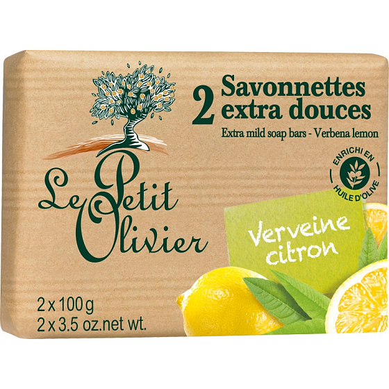 Le Petit Olivier Verbena a citron extra jemné mýdlo s přírodními extrakty 2 x 100 g