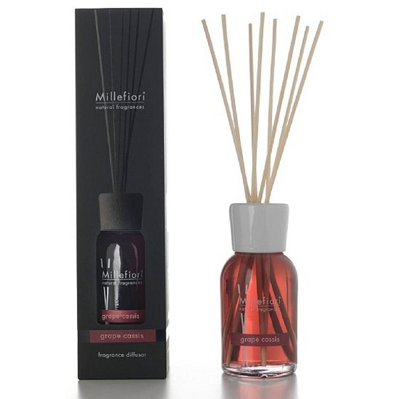 Millefiori Milano Natural Grape Cassis - Hrozny a Černý rybíz Difuzér 500 ml + 12 stébel v délce 35 cm do velkých prostor vydrží 6-7 měsíců