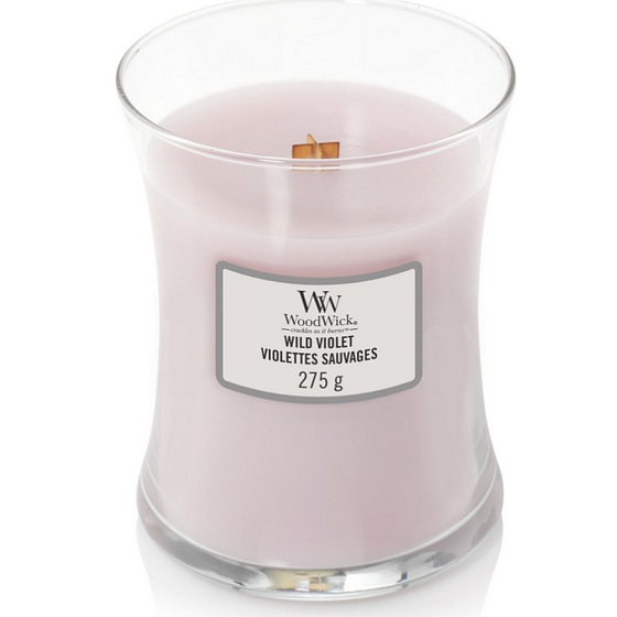 WoodWick Wild Violet - Divoká fialka vonná svíčka s dřevěným knotem a víčkem sklo střední 275 g