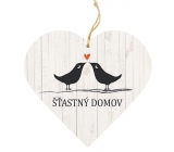 Bohemia Gifts Dekorační dřevěné srdce s potiskem Šťastný domov 13 cm