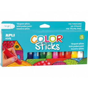 Apli Color Sticks farby temperowe suche mieszanka kolorów 12 x 10 g, zestaw