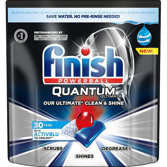 Finish Quantum Ultimate tablety do myčky, chrání nádobí a sklenice, přináší oslnivou čistotu, lesk 30 kusů