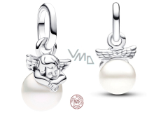 Charm Srebrny 925 Anioł na zawieszce - Mini medalion, zawieszka na bransoletkę symbol