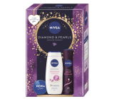 Nivea Pearl & Beauty Black dezodorant w sprayu 150 ml + Nivea Diamond żel pod prysznic 250 ml + Nivea krem 30 ml, zestaw kosmetyczny dla kobiet