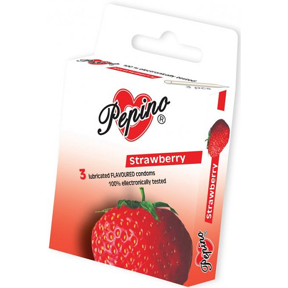 Pepino Truskawka prezerwatywy z naturalnego lateksu 3 sztuki