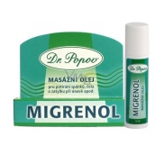 Dr. Popov Migrenol roll-on masážní olej k potírání spánků, čela a zátylku při únavě, migréně, nevolnosti cestovní balení 6 ml