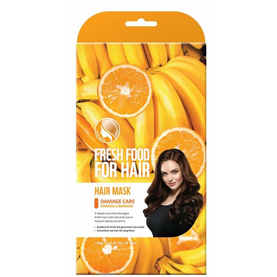 Farmskin Fresh Food For Hair Pomeranč a banán regenerační textilní maska na vlasy 3 kusy
