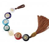 7 czakr FengShui, Medytacyjny amulet, naturalny kamień z podstawą, zwiększona długość 22 cm + podstawa 12 cm