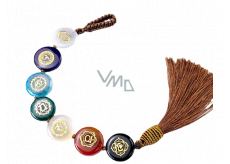 7 czakr FengShui, Medytacyjny amulet, naturalny kamień z podstawą, zwiększona długość 22 cm + podstawa 12 cm
