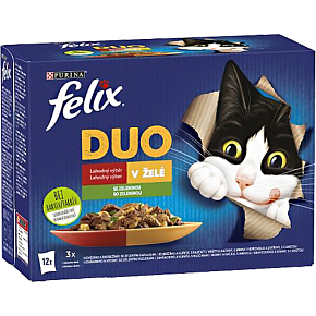 Felix Fantastic DUO saszetki dla kotów, wybór w galaretce z warzywami 12× 85 g