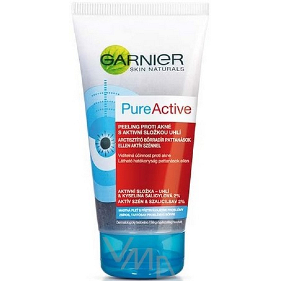 Garnier Skin Naturals Pure Active peeling proti akné s aktivní složkou uhlí 150 ml