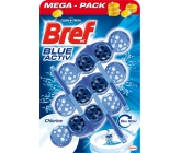 Bref Blue Aktiv Chlorine WC blok pro hygienickou čistotu a svěžest Vaší toalety, obarvuje vodu do modrého odstínu 3 x 50 g