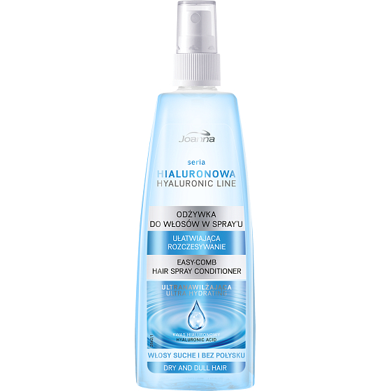Joanna Hyaluronic Line vlasová voda s kyselinou hyaluronovou na suché vlasy bez lesku sprej 150 ml