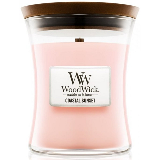 WoodWick Coastal Sunset - Západ slunce na pobřeží vonná svíčka s dřevěným knotem a víčkem sklo střední 275 g