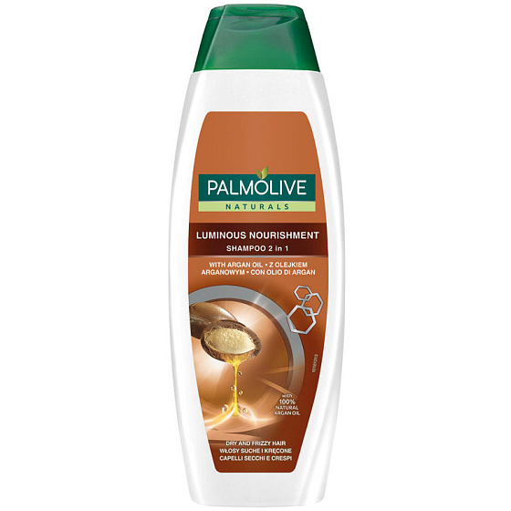 Palmolive Luminous Nourishment Arganový olej 2v1 šampon pro suché a poškozené vlasy 350 ml