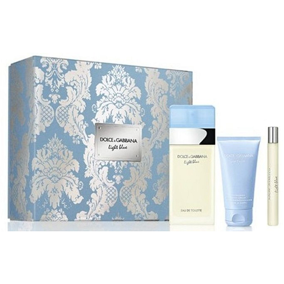 Dolce & Gabbana Light Blue toaletní voda pro ženy 100 ml + tělový krém 50 ml + toaletní voda 10 ml, dárková sada