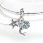 Charm Srebrna biżuteria 925 Morska panna, gwiazda, muszla, 3w1 zawieszka na bransoletkę, morze