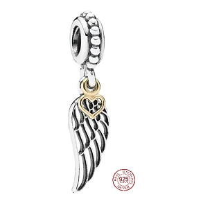 Charm Srebrny 925 Anielska miłość, 2w1 zawieszka na bransoletkę symbol