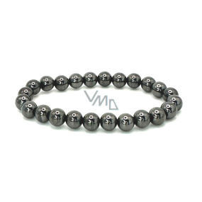 Magnetyt z hematytu magnetyczny naszyjnik elastyczny naturalny kamień, kuleczka 8 mm / 16 - 17 cm Magnetyt z hematytu magnetyczny naszyjnik elastyczny naturalny kamień, kuleczka 8 mm / 16 - 17 cm