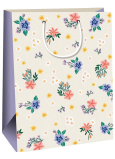 Ditipo Dćurkowa kraftowa torebka fioletowa 27 x 12 x 37 cm Kolorowe kwiatki