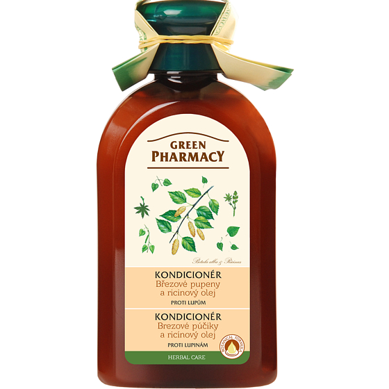 Green Pharmacy Brzozowe pąki i Olej rycynowy odżywka przeciwłupieżowa 300 ml