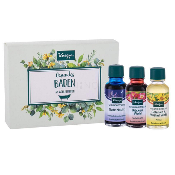 Kneipp Lavender olej do koupele 20 ml + Arnica olej do koupele 20 ml + Relaxation olej do koupele 20 ml, sada bylinkových olejů do koupele